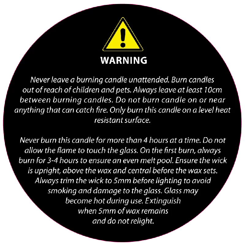 50mm Black Candle Safety Label