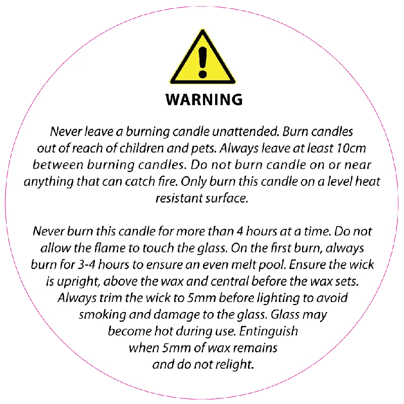 50mm White Candle Safety Label