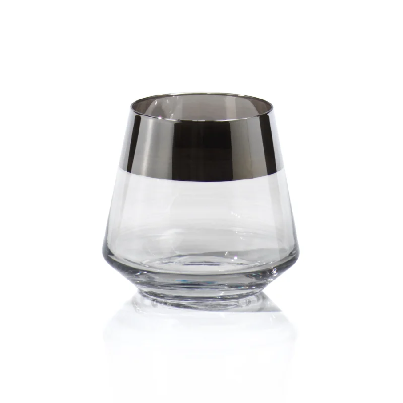 Black Luster Tealight Candle Holder with Platinum Rim