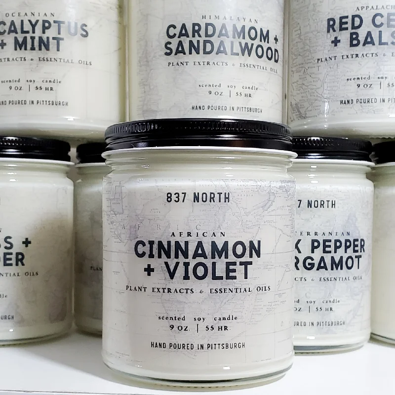 Cinnamon + Violet, 9 oz. Soy Candle