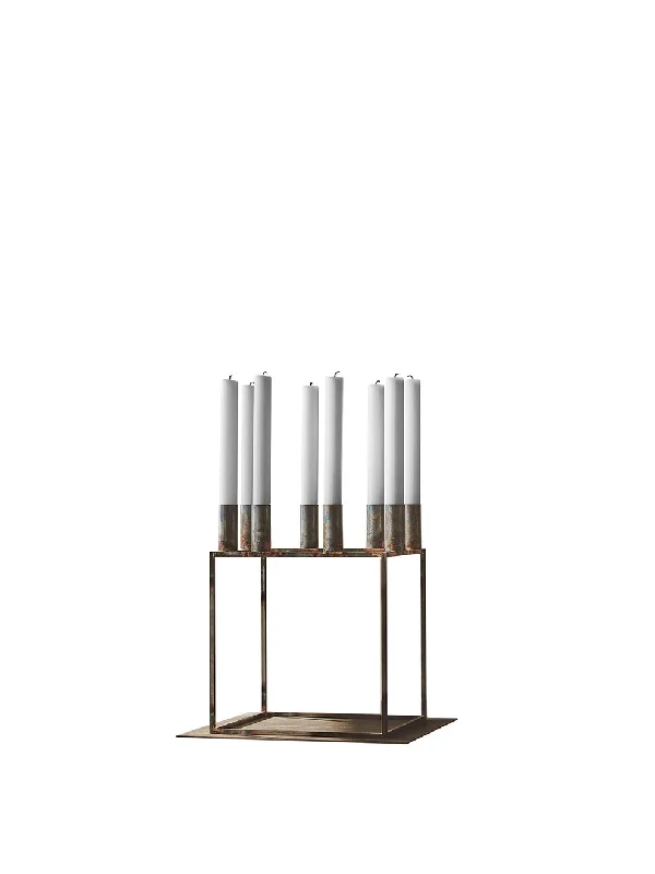 Kubus Raw Steel Candle Holder