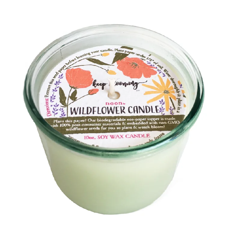 10 oz plantable candle . wildflower "keep blooming" gardenia, tuberose + jasmine