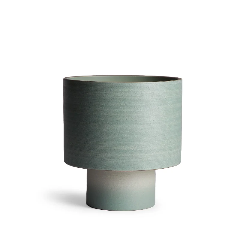 Stack Wide Table Lamp in Oat and Penny Green