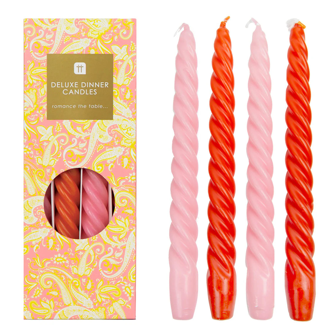 Orange & Pink Spiral Dinner Candles