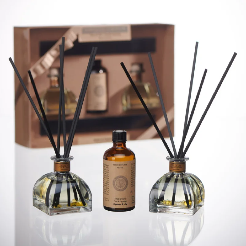 'Tree of Life' Gift Set - 2 Diffusers & Refill - Oud & Cypress